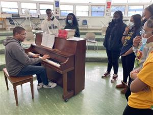 Burns Students listen to teacher