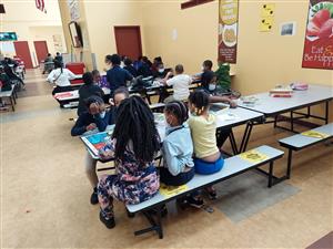 Students playing games at lunch