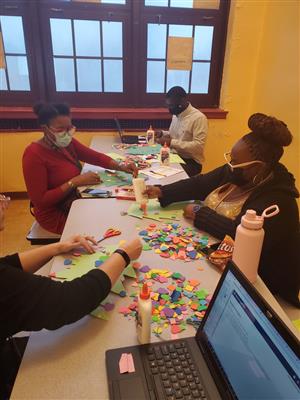 Teachers working on art  craft