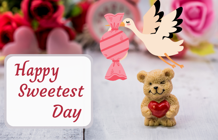 Sweetie Day flyer with a stork and a bear