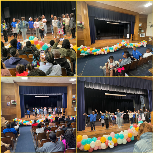 Students show off their amazing dance moves on stage.