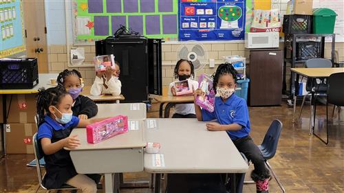 Students with their gifts