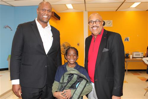 Carstens student takes picture with State Rep. Tate and Robert Jones of AT&T. 