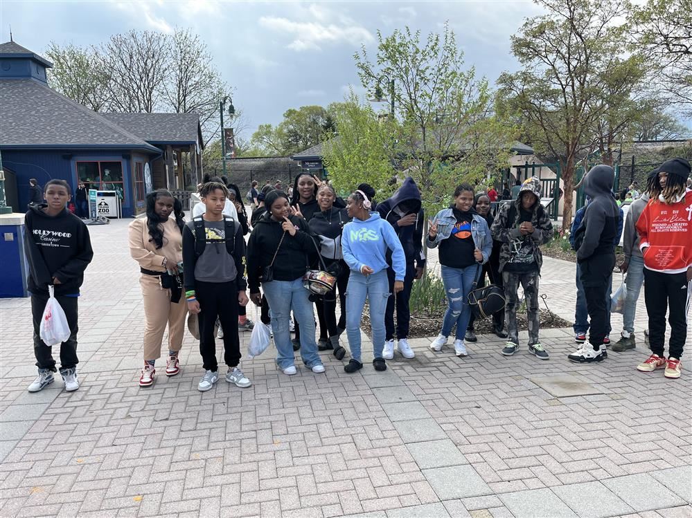  A group of students standing outside