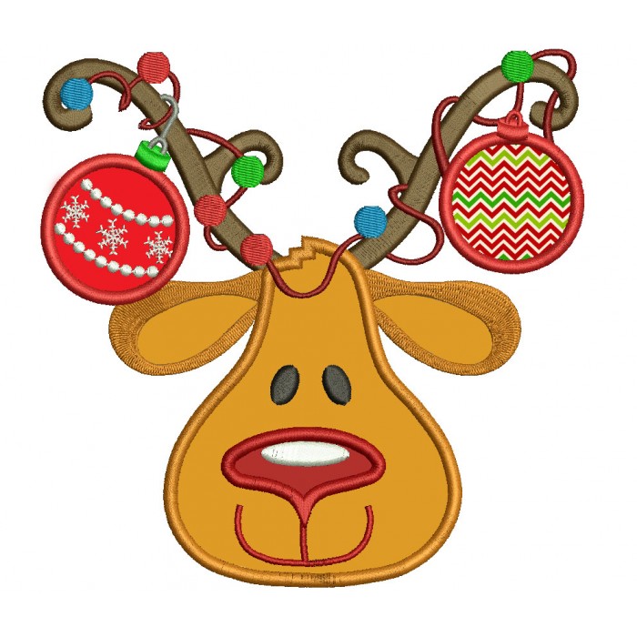  Picture of reindeer with ornaments on antlers 