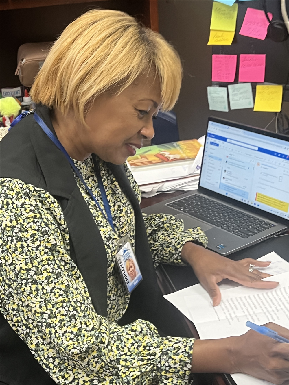  Principal working in her office