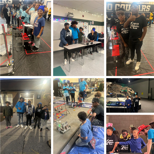 Students participating a robotic events
