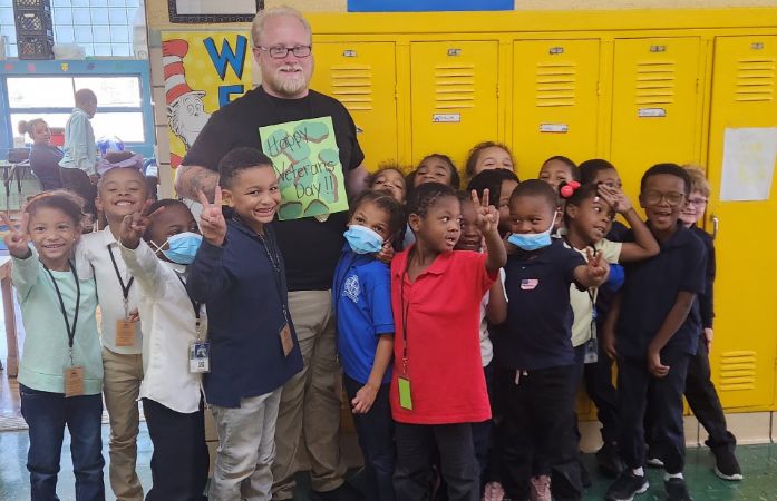  Mr. Conley with Carver students