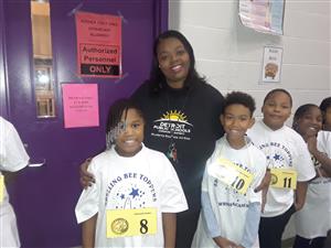 spelling bee students and teacher 