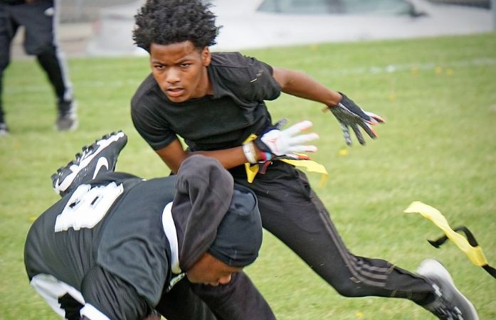  Students playing flag football