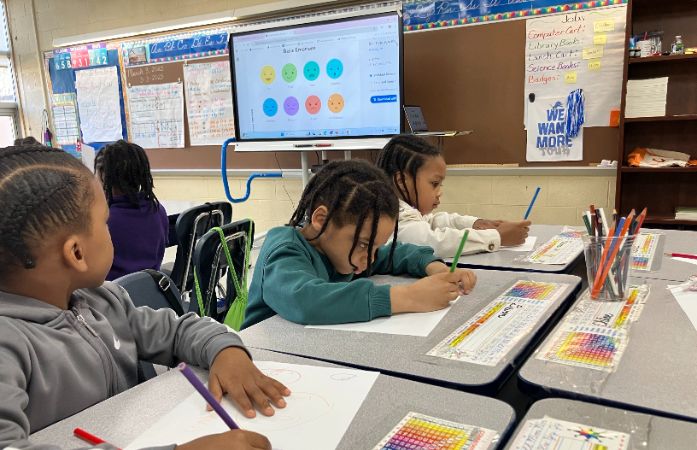  Kindergarten students drawing their emotions