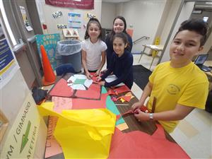 students working on an art project 