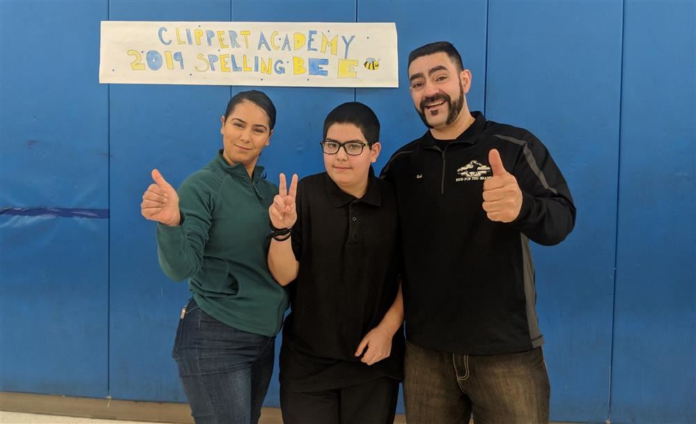  Spelling Bee winner Mauricio Trujillo with his parents