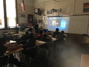 students skyping with illustrator and entrepreneur Jiba Anderson 