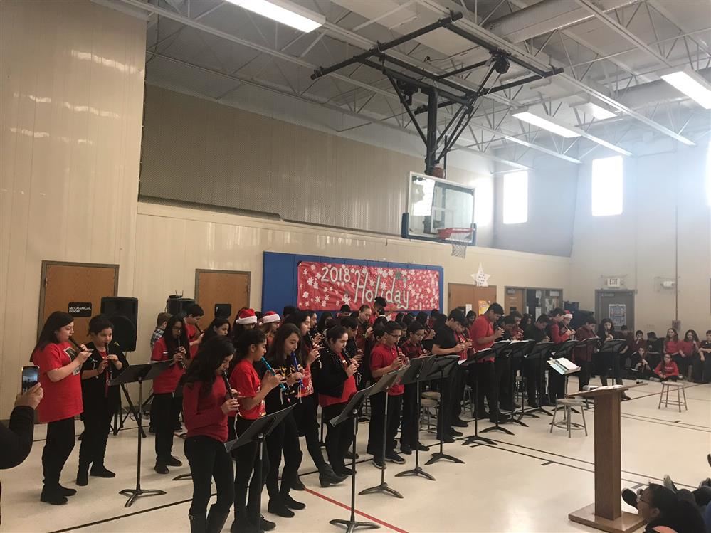Students performing at holiday concert. 