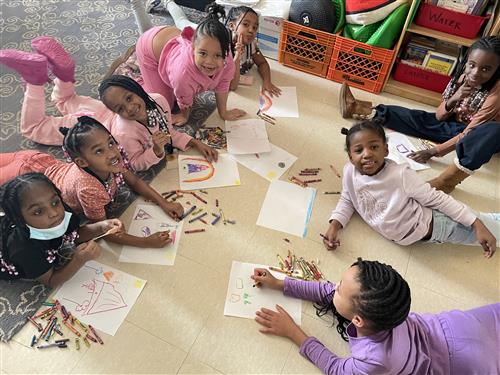students enjoying arts and crafts