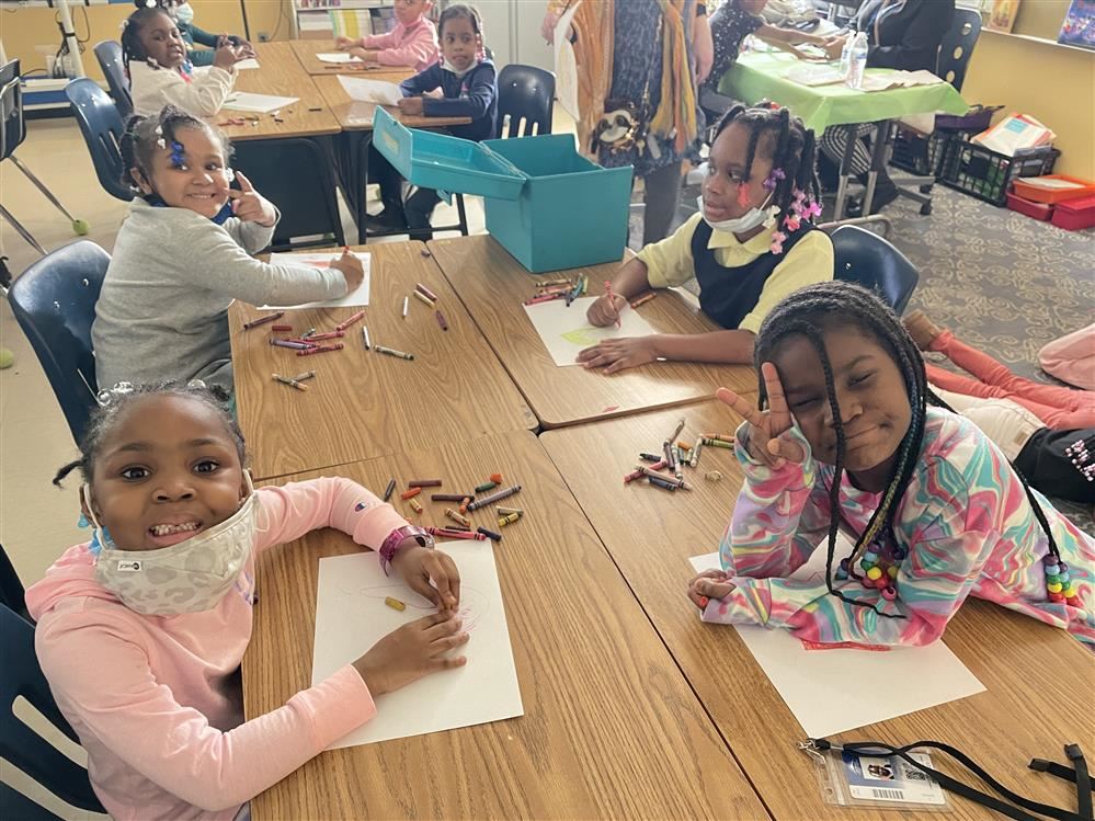  students doing arts and crafts