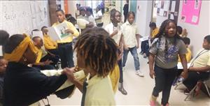 students enjoying the school-wide performance task