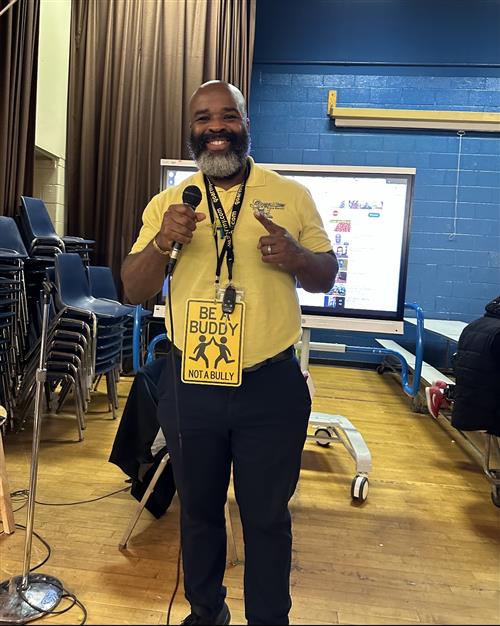 Man talking on a microphone
