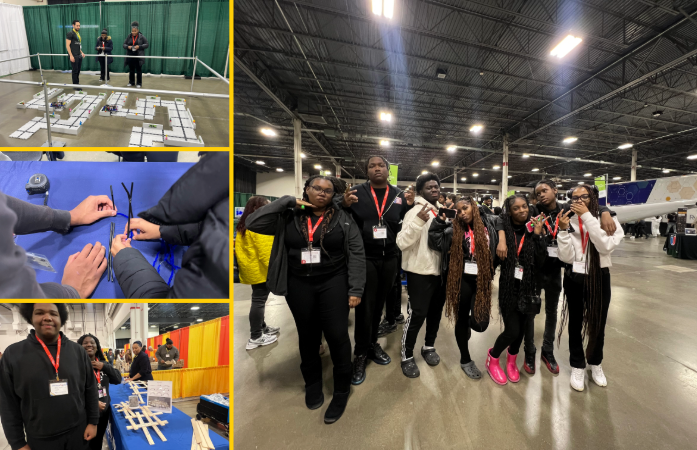  Students working on with construction tools