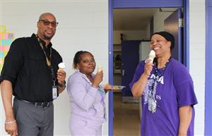 Teacher eating ice cream