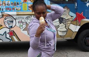 Teacher eating ice cream