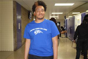 student in henry ford college shirt