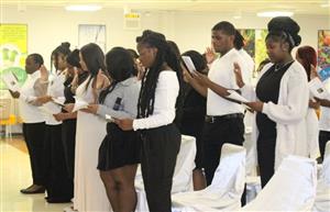 Students being inducted into national honor society