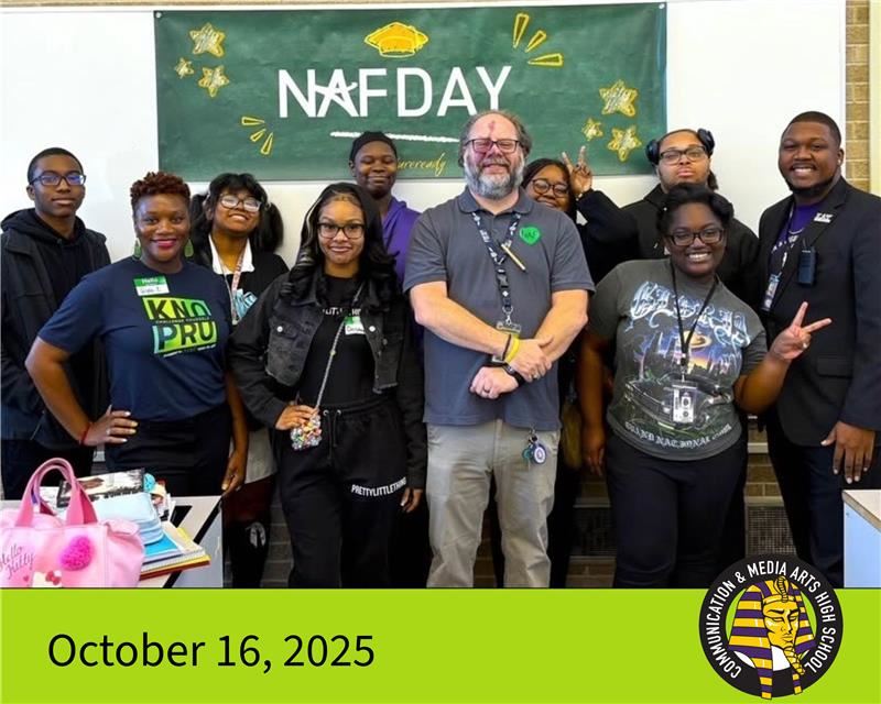  Mr. Conwell with students in front of NAF flag