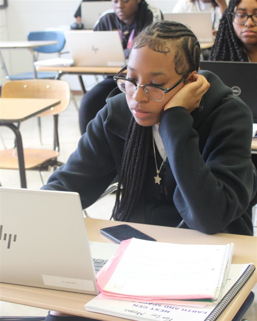  Student working a computer