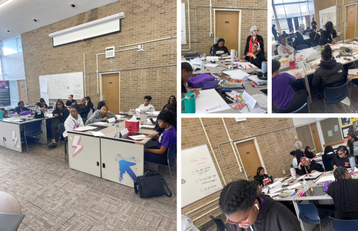 Students working on vision boards