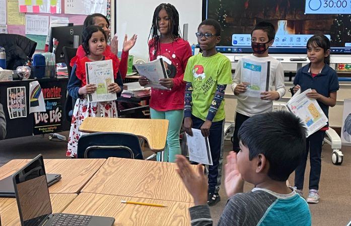 Student reading book