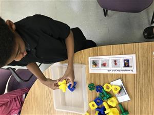 student working on a prevocational job