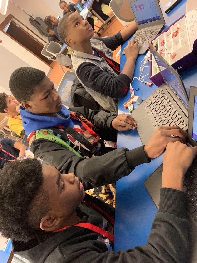 students on laptops