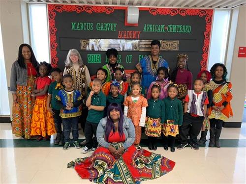 Students and Teachers wearing African Attire