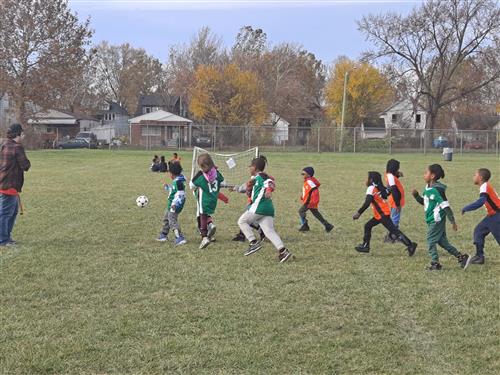 soccer players in a game