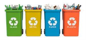 mulit colored recycle bins