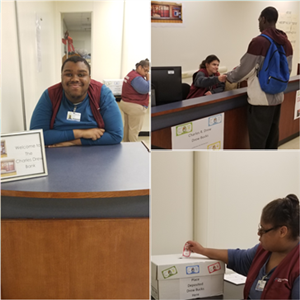 students at the bank