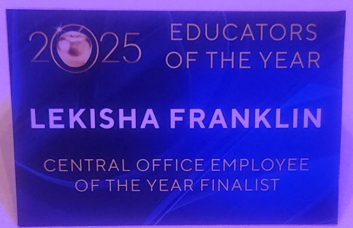  Picture of Lekisha Franklins name for Central Office Employee of the Year
