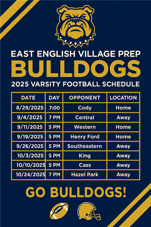 Navy blue and Gold lettering