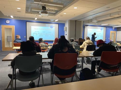 students watching presentation