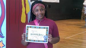 student receives an award