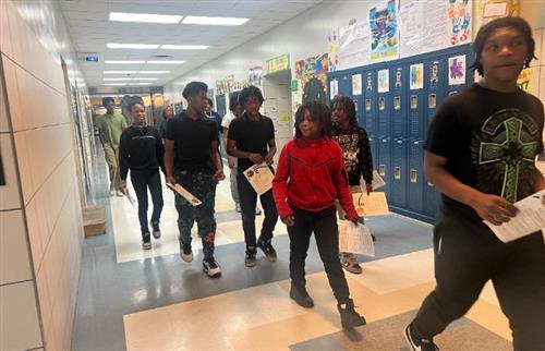  Students walking in the building