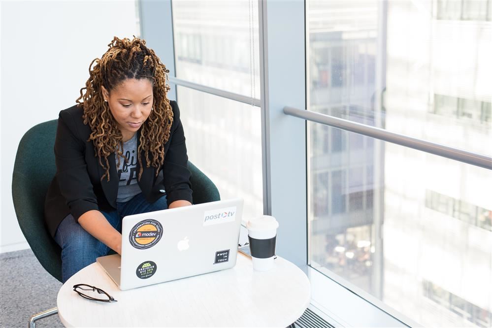  African American woman on laptop