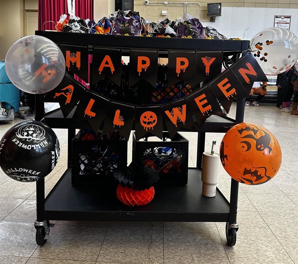 Halloween cart loaded with candy.