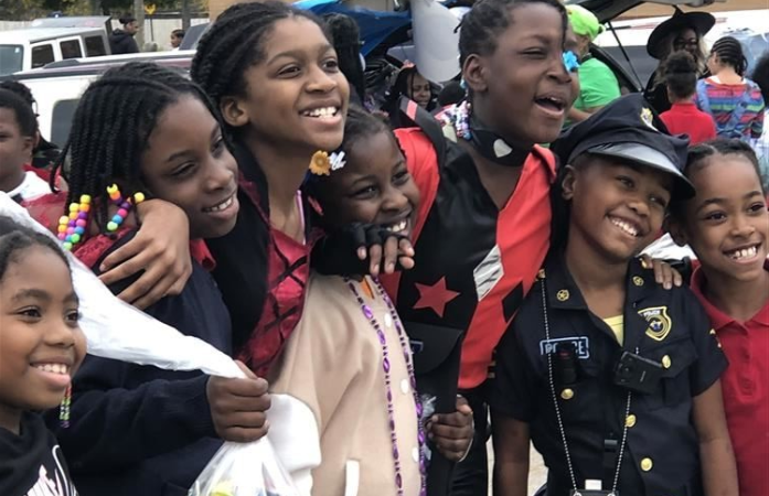 students trick or treating