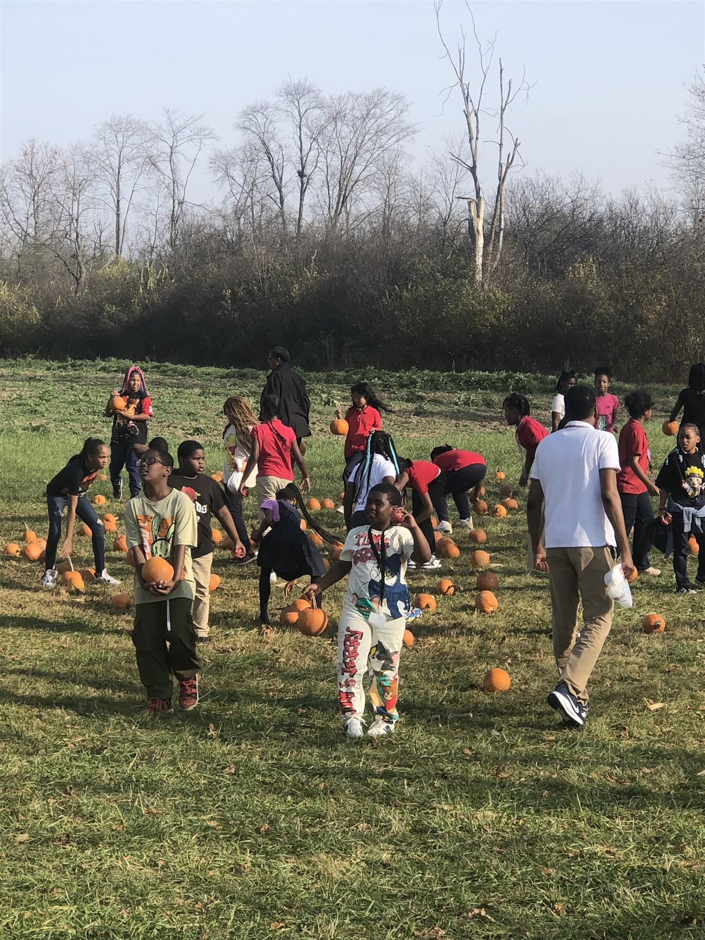students in pumpkins