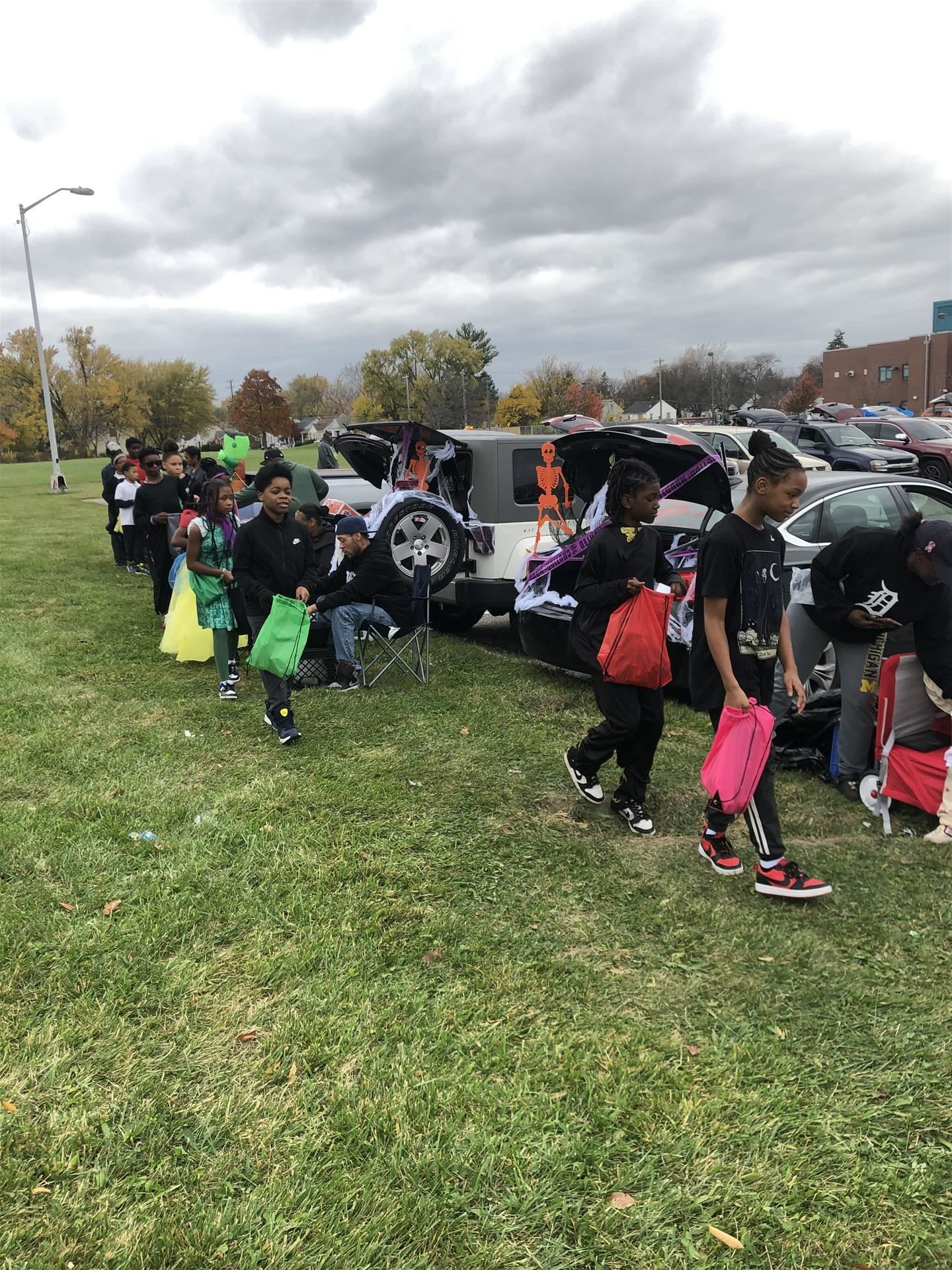 students trick or treating