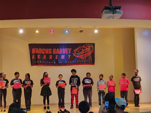Students reciting a speech