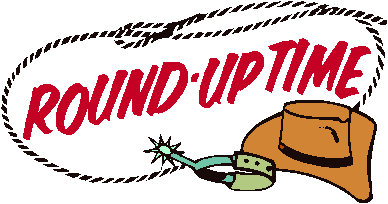  Picture of the words round up, a hat, and sparkler 